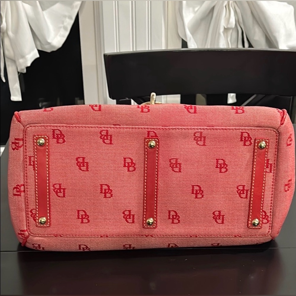 Dooney & Bourke Belvedere Leather and Canvas Handbag/Satchel - Red - Picture 4 of 15